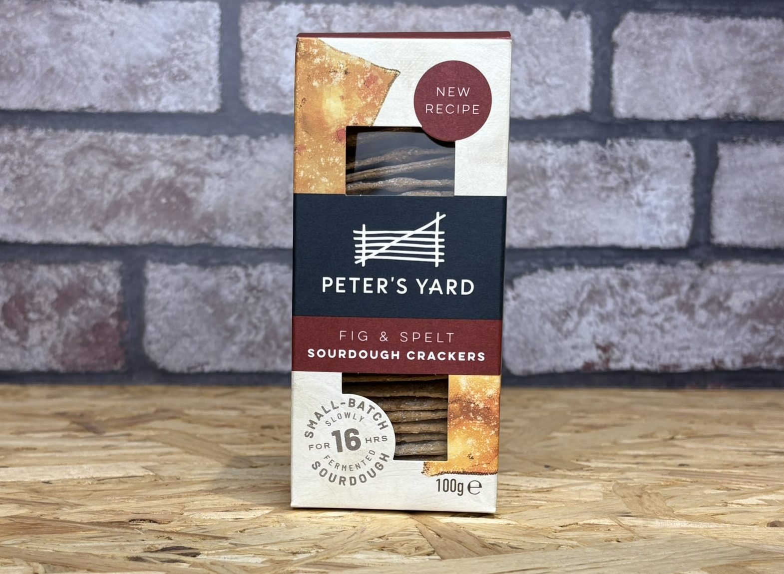 Peters Yard Fig & Spelt Crackers in colourful carton