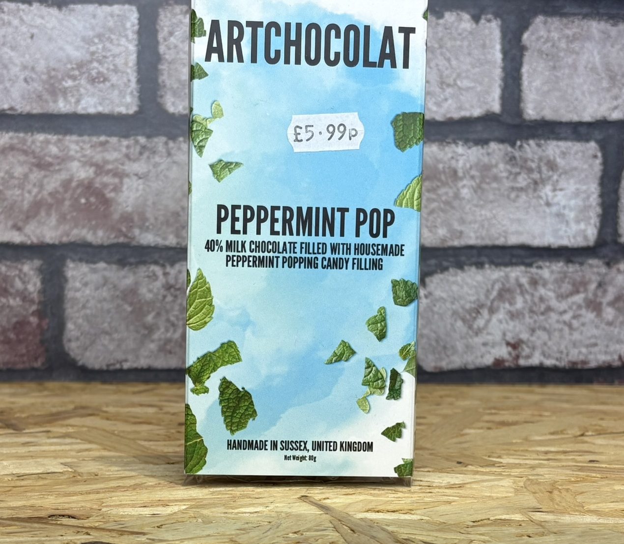 bar of peppermint pop dark chocolate