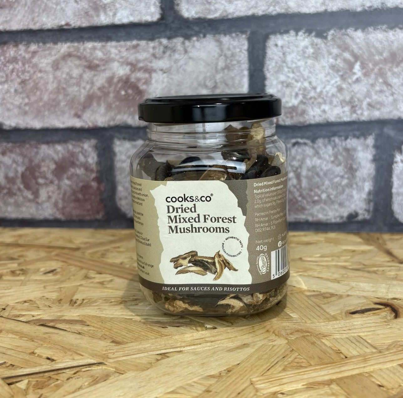 jar of mixed field mushrooms