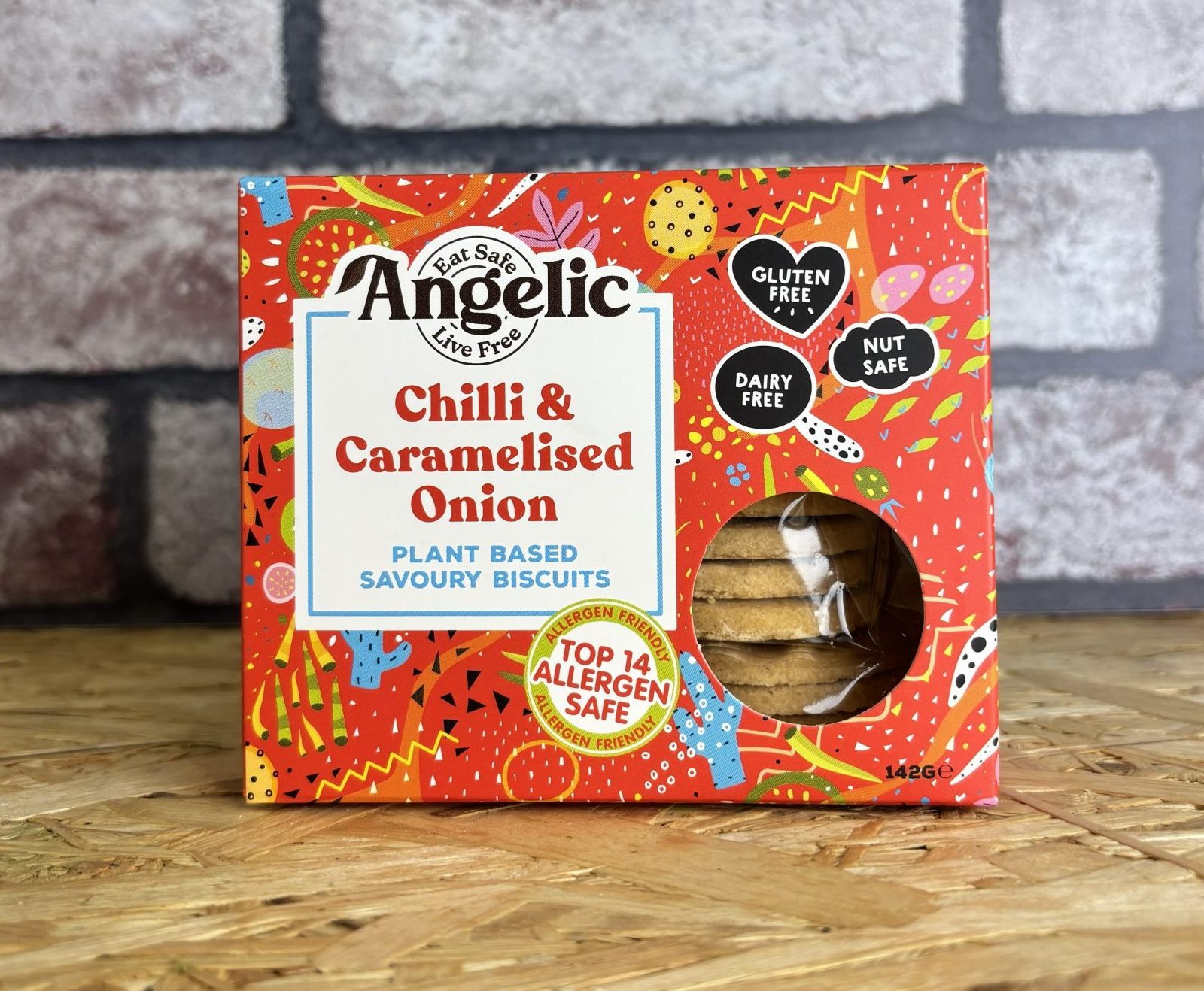 packet of caramelised onion savoury biscuits