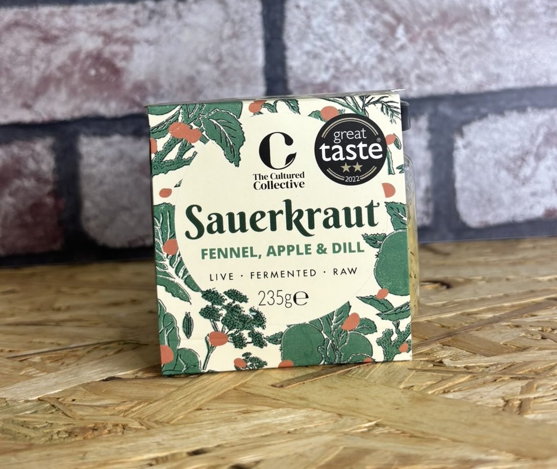 jar of fennel, apple and dill saurkraut