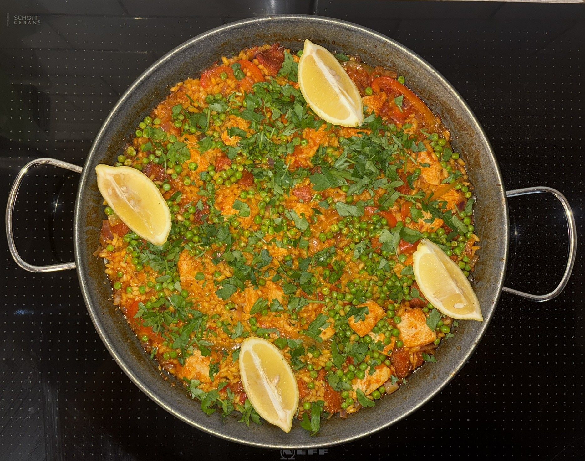 a cooked paella made in The Deli, Bingley