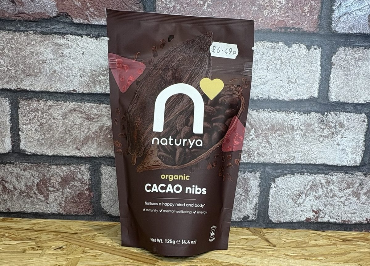 packet of organic cacao nibs