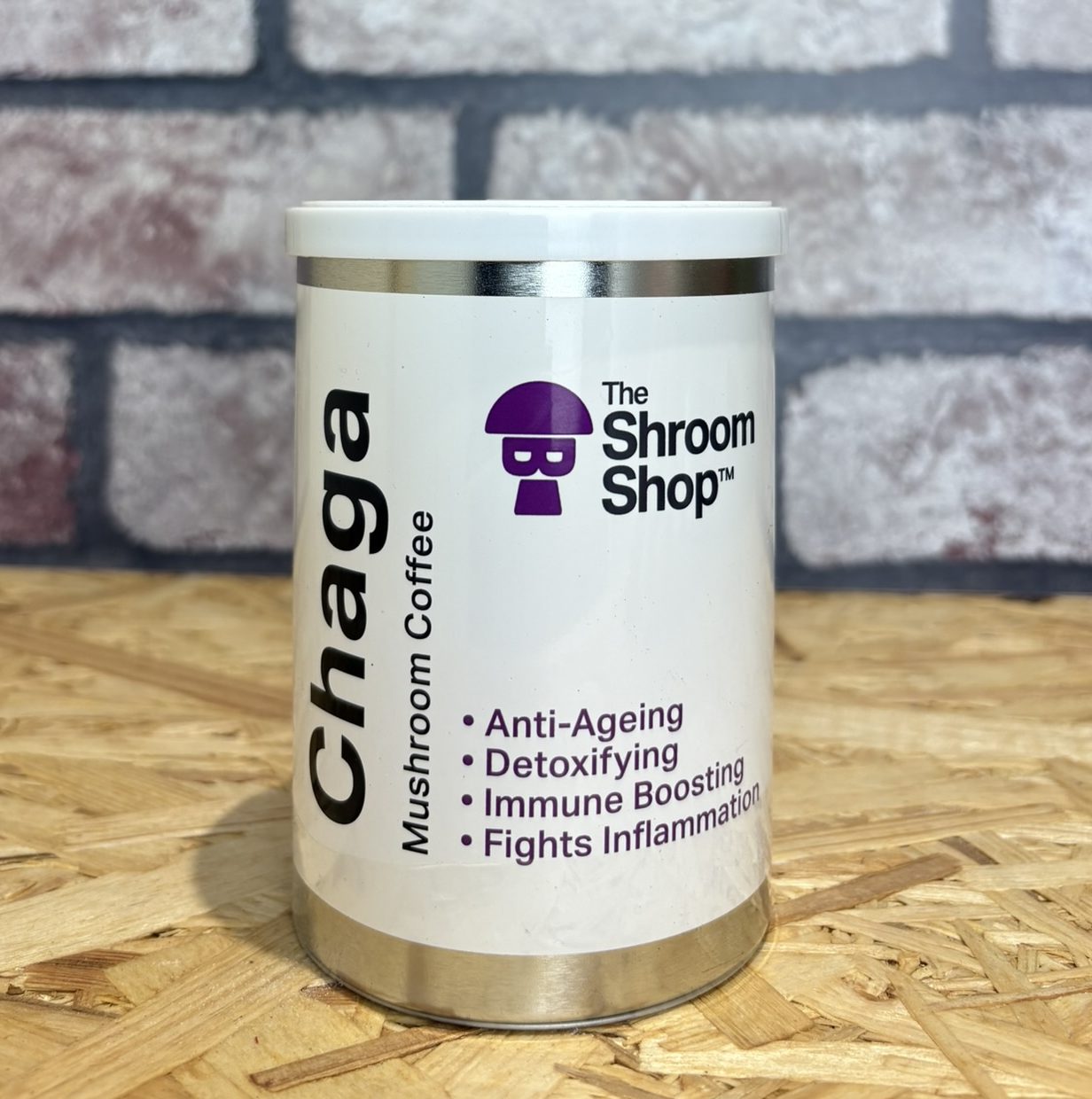 tin of mushroom coffee