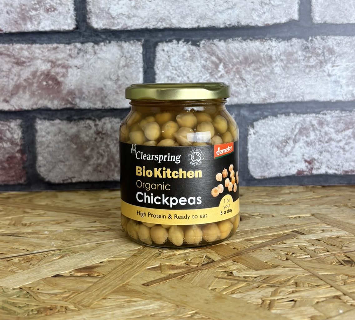 jar of organic chickpeas