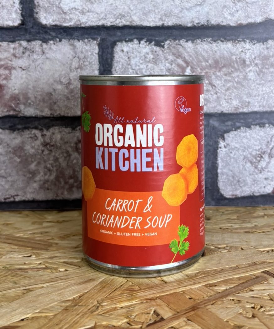 tin of carrot and coriander soup